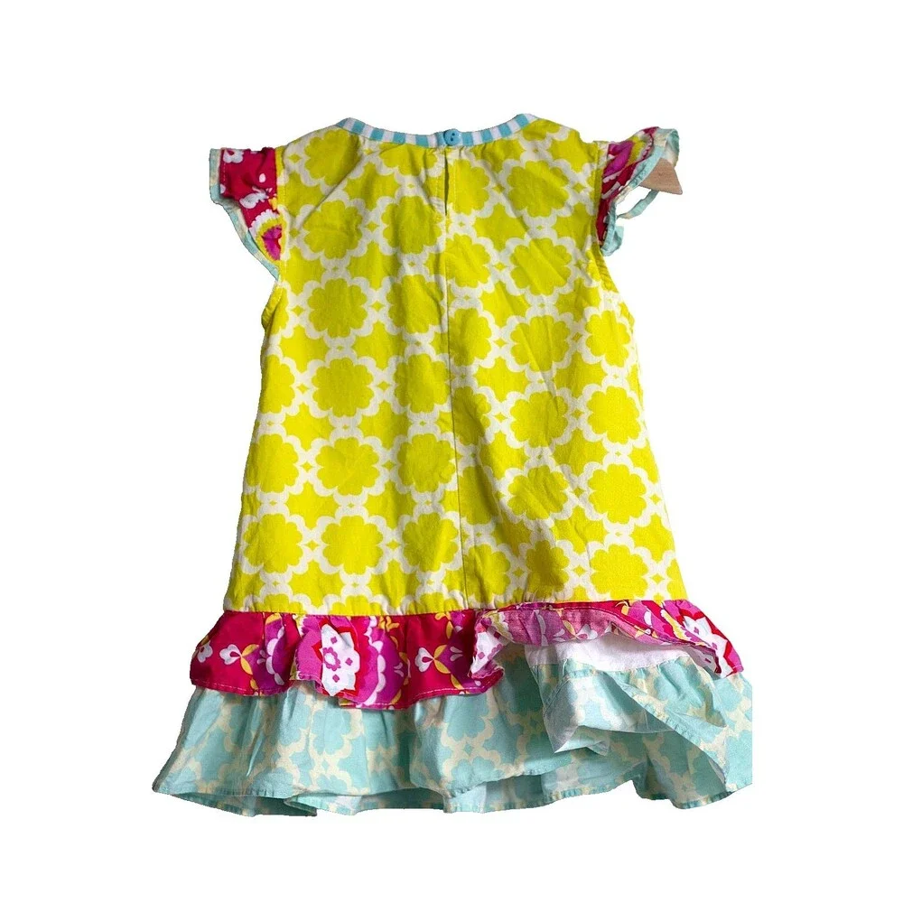 Emily Rose Girls 5 Boutique Patchwork Floral Appliqué Ruffle Dress Multicolor